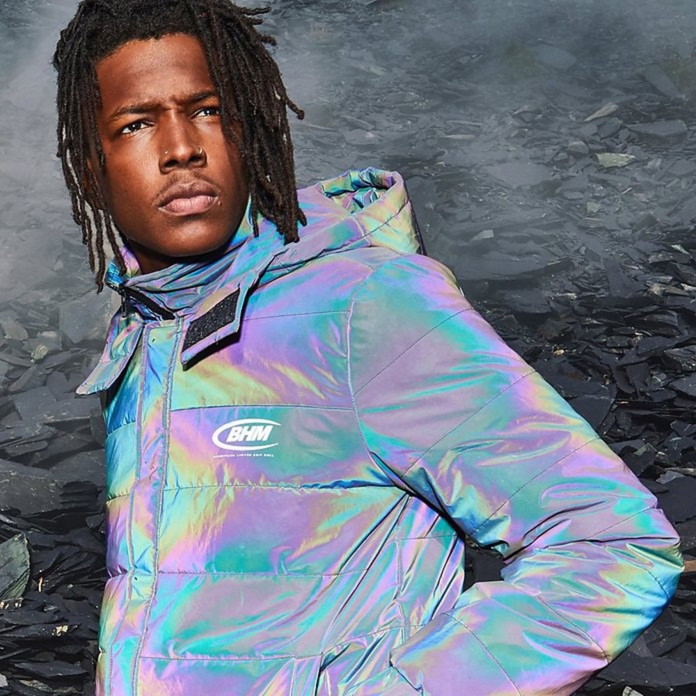 MAN Rainbow Reflective Puffer Coat